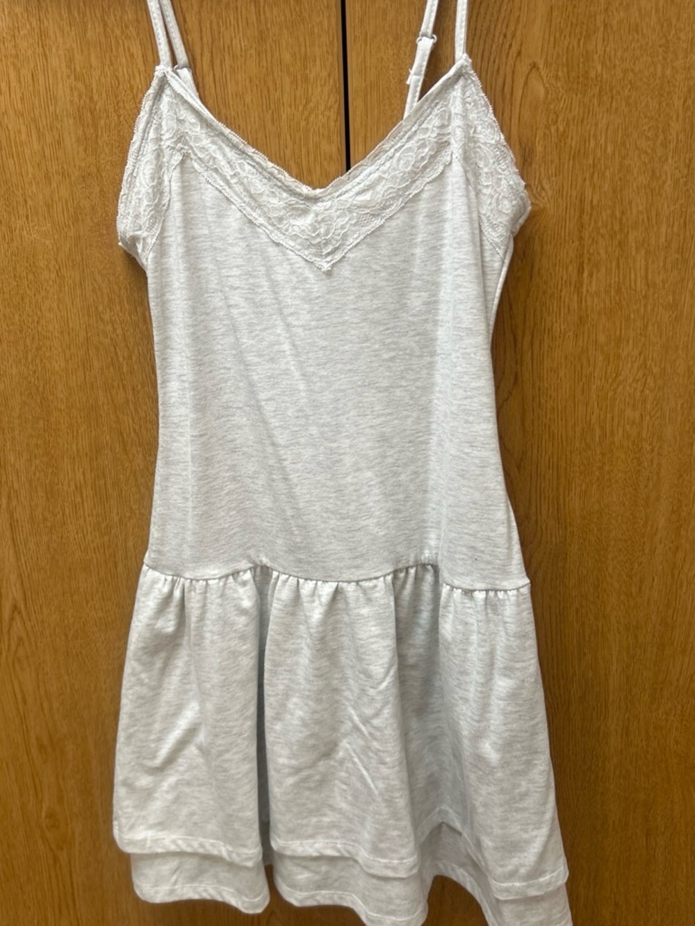 No Boundaries White Lace-Trim Spaghetti Strap Casual Dress
